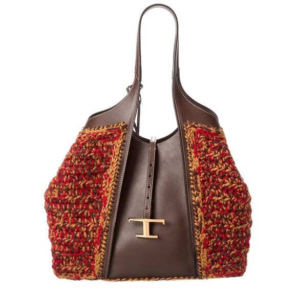 TOD's Handbags - Tods Logo Knit & Leather Tote, White